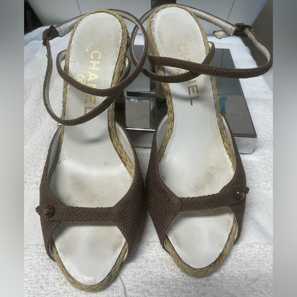 Chanel Espadrille Heel Strappy